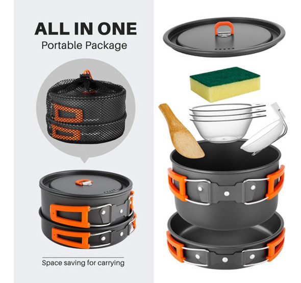 Juego De Cocina Para Camping Con 9 Piezas, Tazones Incluidos 1 Juego De Cocina Para Camping Con 9 Piezas, Tazones Incluidos 1