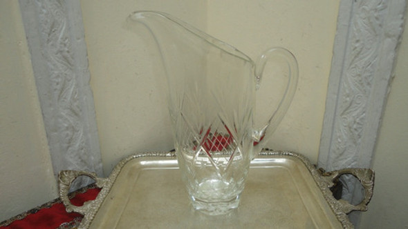 Jarra Cristal Antigua Vino O Agua Tallada Finisima Veala 0