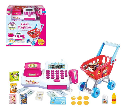 Juego Carrito De Compras Y Caja Registradora Infantil Niños 0