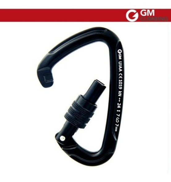 24kn Negro Aluminio D Forma Mosquetón Tornillo Bloqueo Ce Ui 1