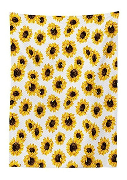 Mantel De Girasol Ambesonne, Flores De Girasol En Polkadots 1 Mantel De Girasol Ambesonne, Flores De Girasol En Polkadots 1