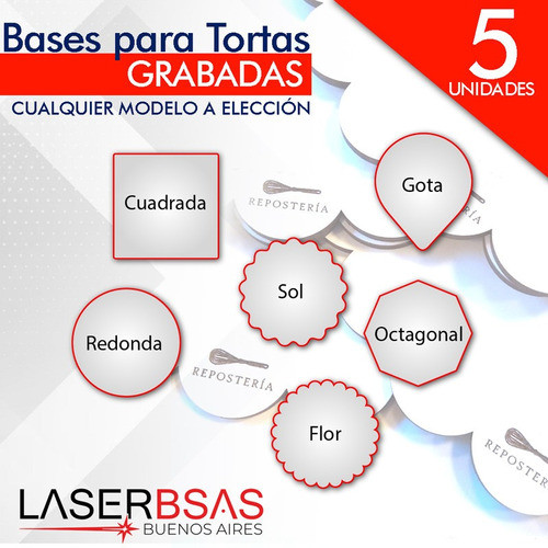 Base Para Tortas C/logo Fibro 22 Y 23 Cm X5  Bt2223-fpl-5 0