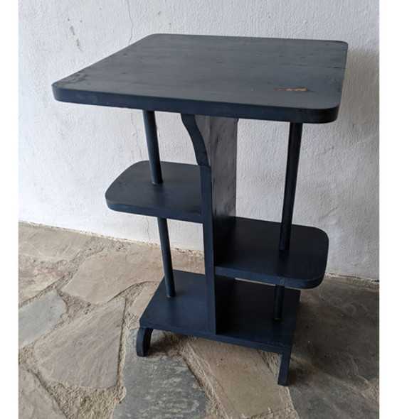 Mesa De Sala Antigua Estilo Art Deco 4 Niveles Patinada Azul 0