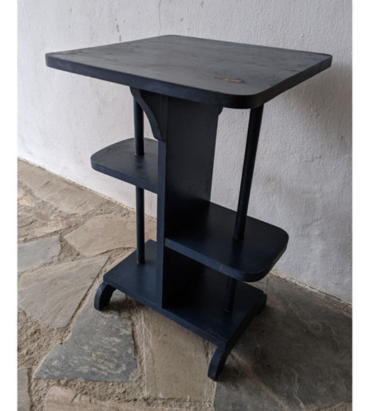 Mesa De Sala Antigua Estilo Art Deco 4 Niveles Patinada Azul 1