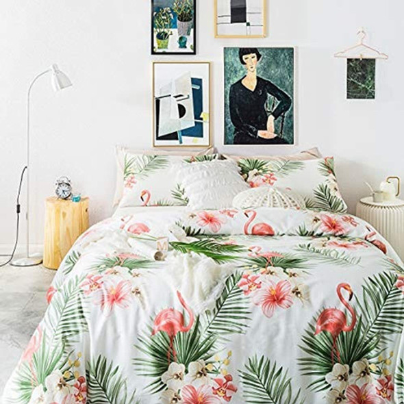 Susybao Funda Nórdica Verde Botánica King 100% Algodón Egipc 1