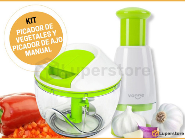 Promo Kit Picador De Vegetales Con Picador De Ajo Manual 1