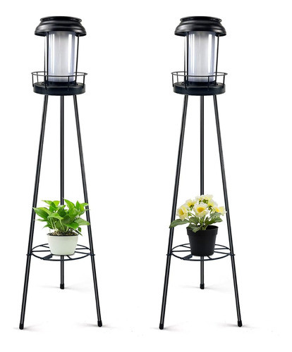 Soporte De Plantas Al Aire Libre Con Luces Solares - Ideas D 0