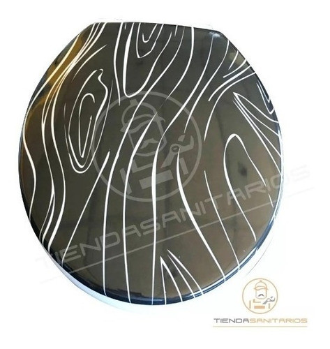 Tapa Asiento Inodoro Urea Decorada Madera Negra 1