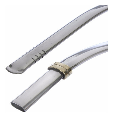 Bombilla Mate Chata Acero Inox Detalles Bronce 17 Cm Madu 1