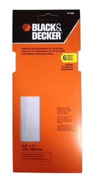 Papel De Lija De 1/2 De Hoja Surtido X 6 74-728e Black+decke 0