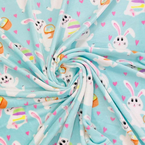 Home Decor Bunny Velvet Fleece Blanket: Conejitos Coloridos 1