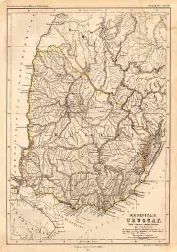 Lámina 45x30 Cm. - Mapa De Uruguay En 1857 (en Alemán) 0