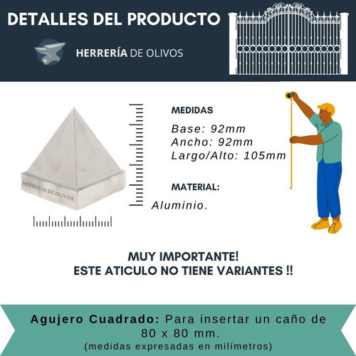 Pirámide Para Caño Cuadrado 80x80 (8cm), Tapa Para Columna 1