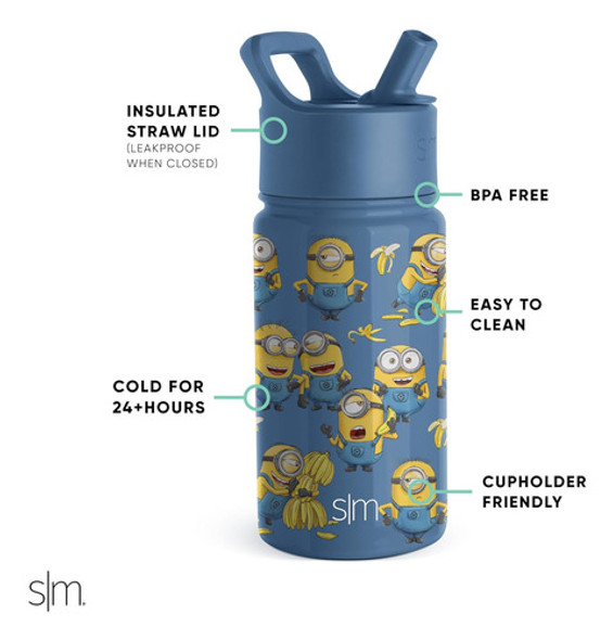 Botella De Agua Inoxidable Reusable Para Niños Minions, 397m 1