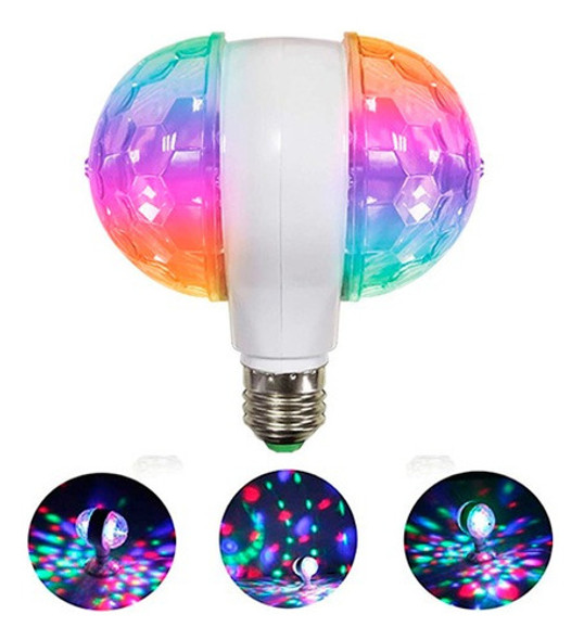 Lámpara Doble Led Giratoria Con Efecto Discoteca Mnl 0