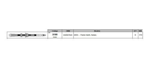 Flexible Freno Del Ford Fiesta Hatch 2003 En Adelante 570mm 0