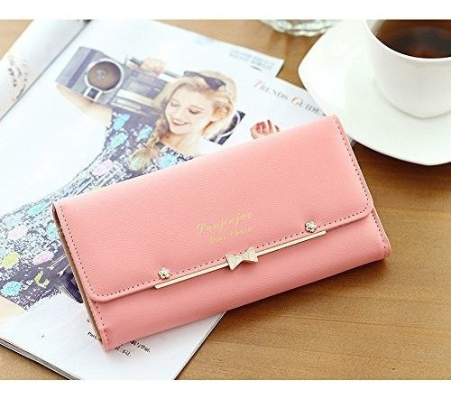 Monedero Largo De Woolala Mujeres Lindo Bowknot Monedero Tri 1
