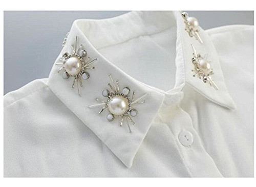 Joyci Elegante Perla Peter Pan Falso Cuello Camisa Desmontab 1