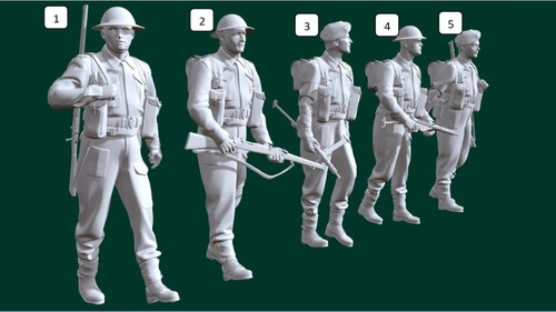 Soldado Británico Mod2 Ww2, Escala 1/16 (12cm), Color Blanco 0