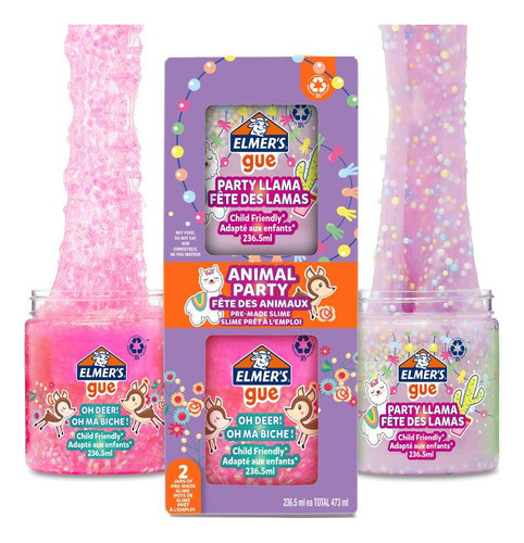 Kit Slime Elmers Gue Animal Party 2 Piezas X 236ml C/u 0