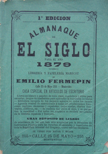 Almanaque De El Siglo Para 1879 Libreria Maricot E. Fermepin 0