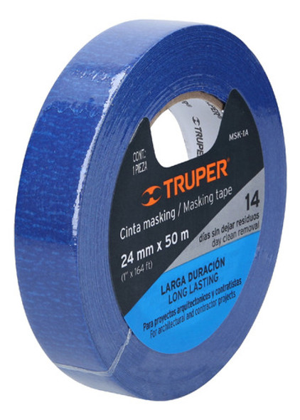 Cinta Enmascarar Azul Pintor 14 Días 24mm 1'' X 50mts Truper 0