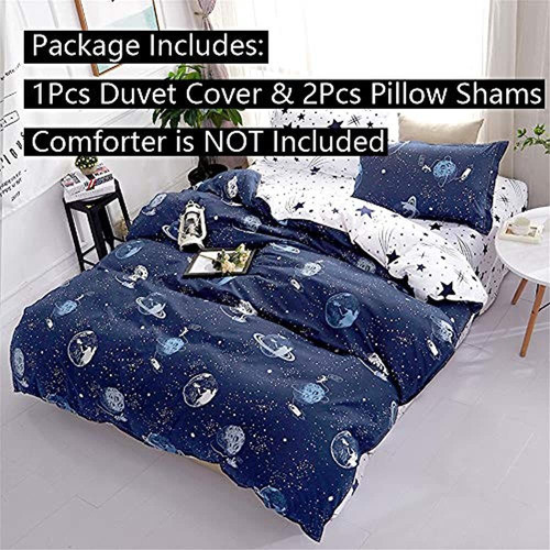 Jqwupup Galaxy Space Bedding Twin Boy, Microfibra Planet Boy 1