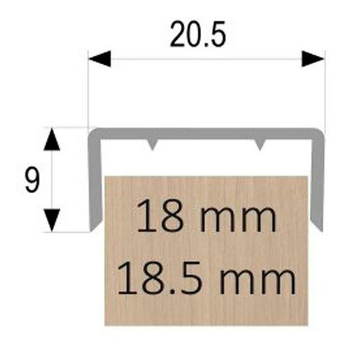 Canto En U Aluminio Para Mdf 18 Mm 2,60 Longitud Blanco 1