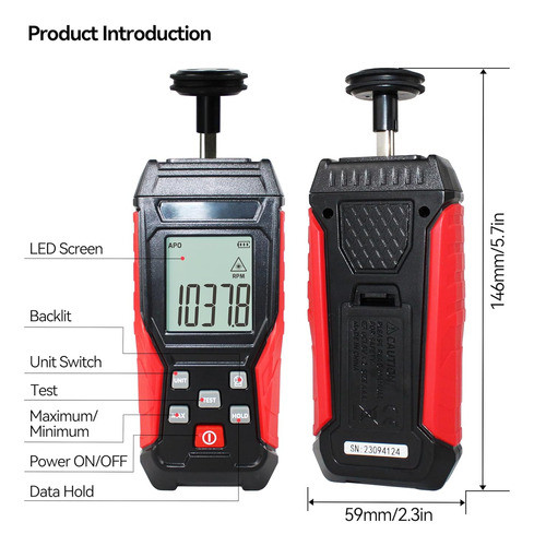 Tacómetro Digital De Alta Precisión, 3-100000rpm Y 3-19999rp 1
