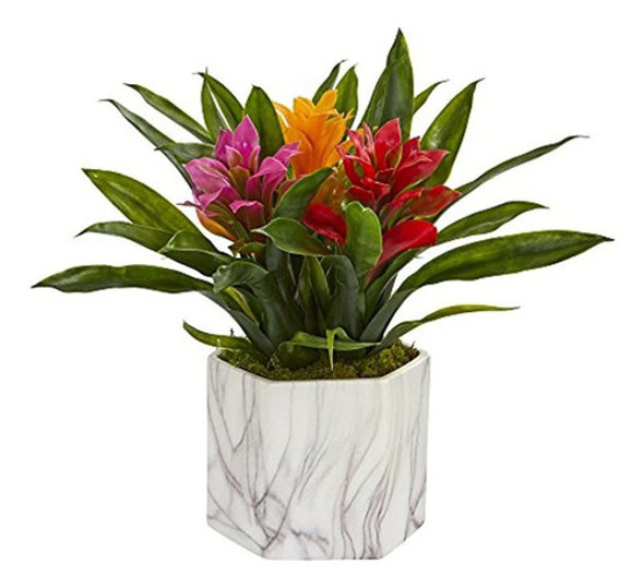 Casi Natural 8139 Como Bromelia Jarrón Artificial De Seda Co 0