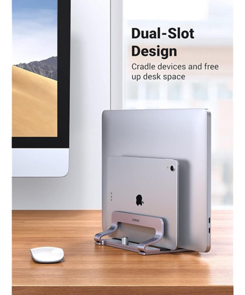 Ugreen Vertical Laptop Stand Holder Desk Dual Aluminum Dock 1