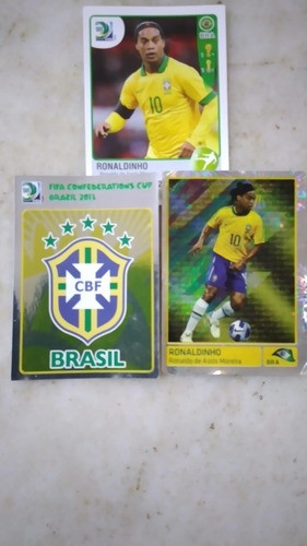 Tres Figus, 2 De Ronaldinho Y Escudo Selección Brasileña 1