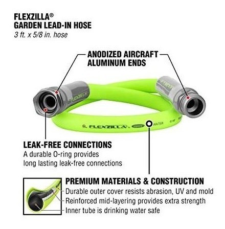 Manguera De Entrada De Plomo Flexzilla Hfzg503yw De 90cm 1