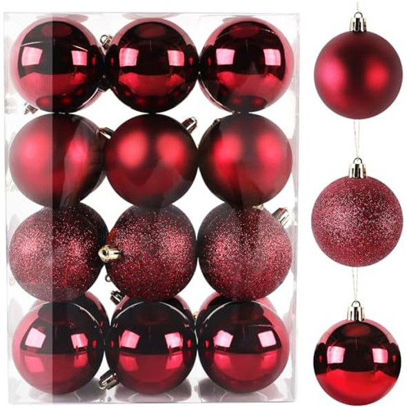 Adornos Navidad Bolas Arbol Rojos 24 Unidades 0