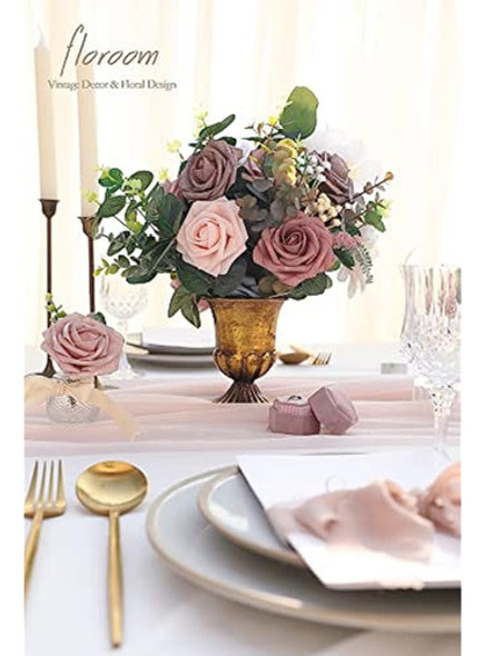 Floroom Flores Artificiales 25 Piezas Real Looking Dusty Ros 1