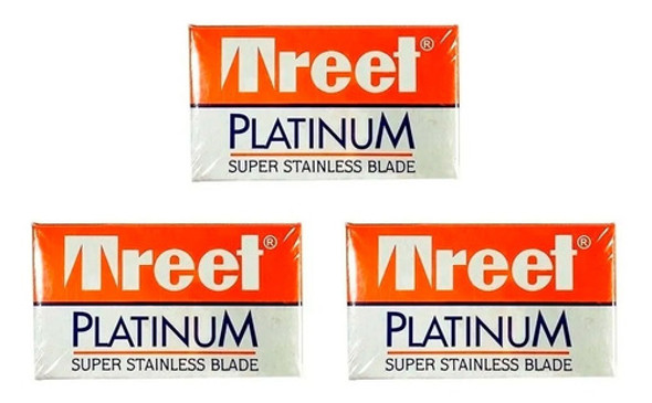3 Cajas De Filos Treet Platinum Navaja Barberia Afeitar X 10 0