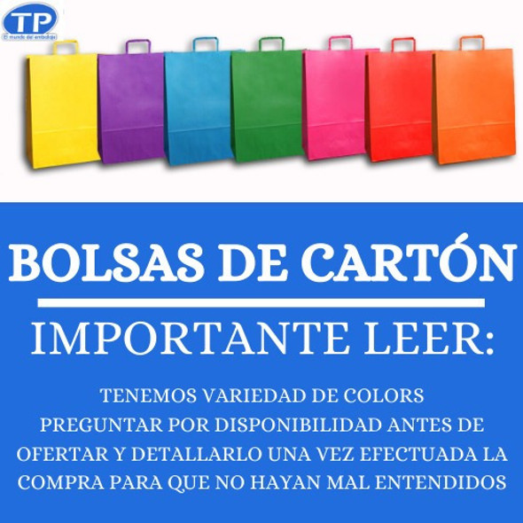 Bolsas De Cartón En Colores 14x20 De Regalo Pack X10 U 1