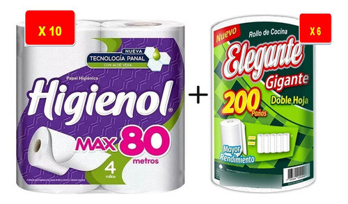 Bolsón Papel Higienol X10 + Rollo De Cocina Elegante X6 1