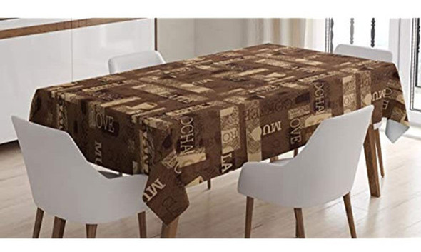 Ambesonne Coffee Tablecloth Cafeteria Pattern Con Hot Mocha 0