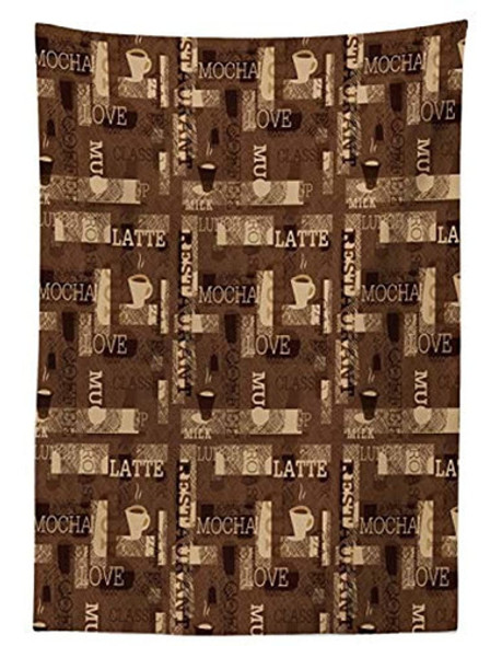 Ambesonne Coffee Tablecloth Cafeteria Pattern Con Hot Mocha 1