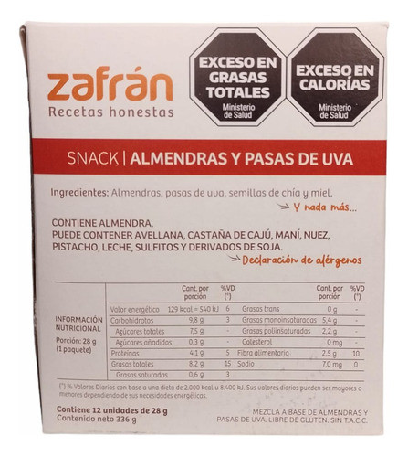 Snack De Almendras Y Pasas De Uva Sin Tacc Zafrán 1