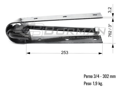 Par Bisagra Para Tranquera N° 1 A, Perno 3/4- 302mm (2un) 1