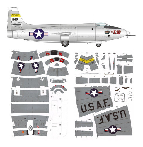Bell X-1b Escala 1.33 Papercraft Sin Error 0