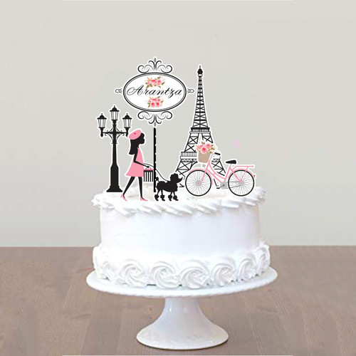 Cake Topper Pincho Parisino Torre Eiffel Bicicleta 1