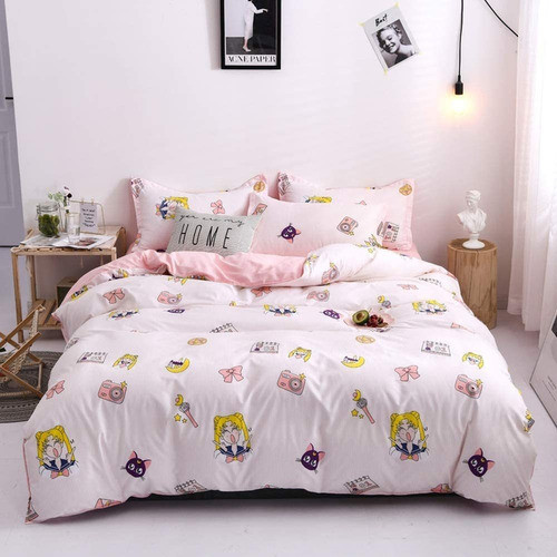 B / A Sailor Moon Girl Anime Cartoon Duvet Cover Set Luxury 0
