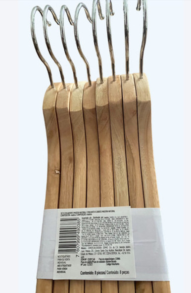 Perchas De Madera Pack X8 0