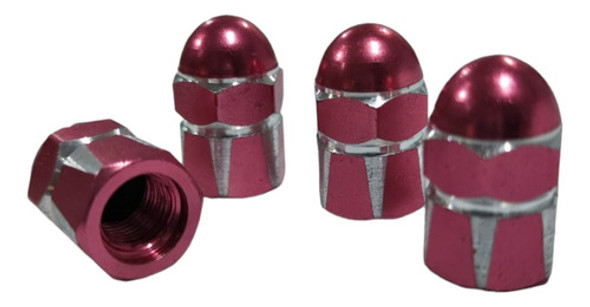 Set 4 Tapitas Cubre Valvulas Rueda Deportiva Tuning Rosa 1