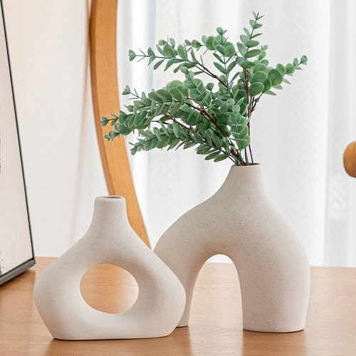 Juego De Jarrón De Cerámica Blanca De 2 Para La Decoración M 0