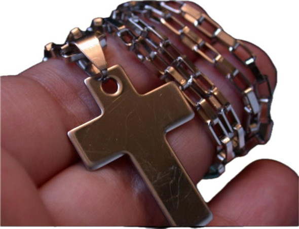 Luli Cadena Acero Quirurjico Colgante Cruz Chata Unisex 0