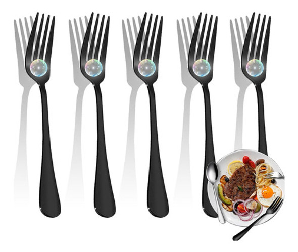 Tenedores Acero Inoxidable 5pzas Negro Espejado 0